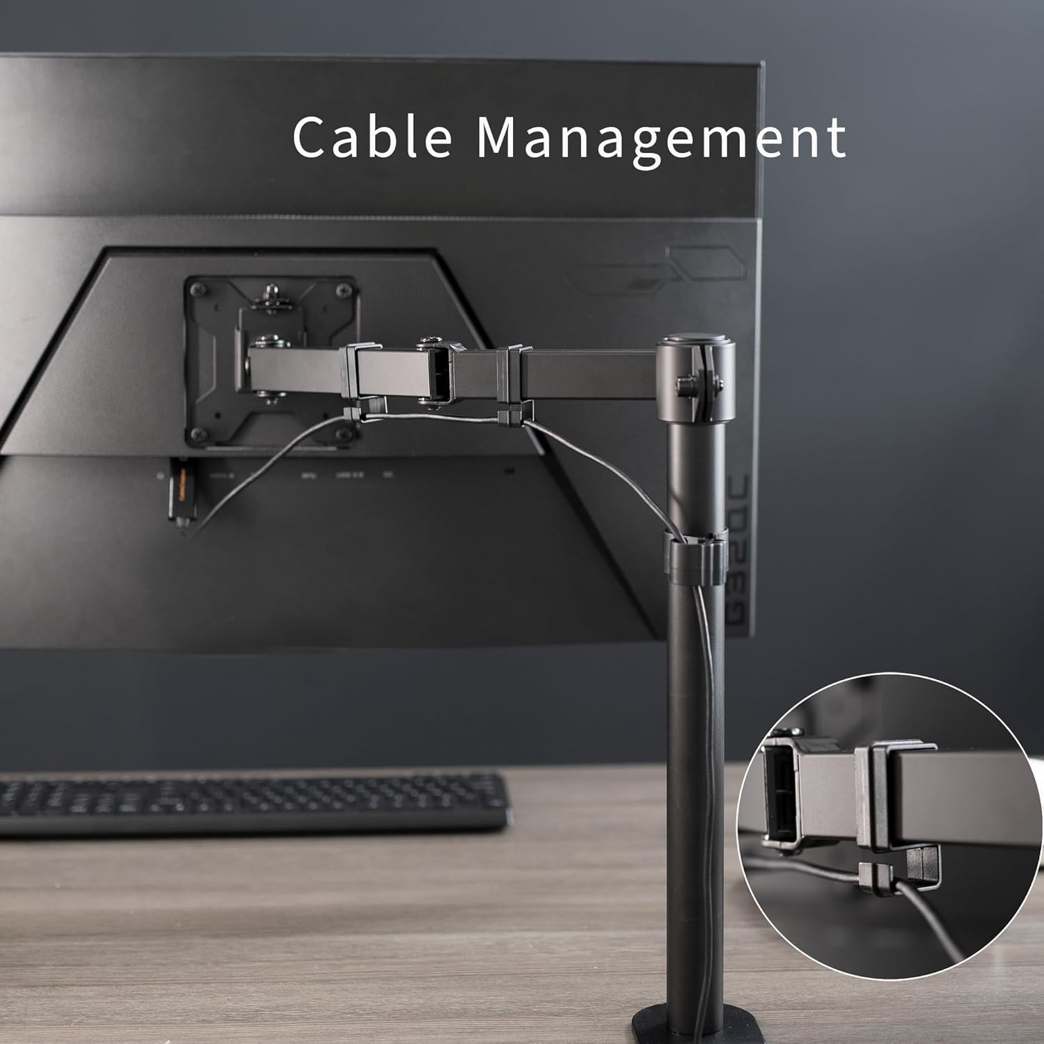 image:imageVIVO Single 13 to 38 inch Ultrawide Monitor Arm Desk Mount Regular Screens up to 32 inches 22 lbs capacity Fully Adjustable Stand with CClamp and Grommet Base Black STANDV001Black
