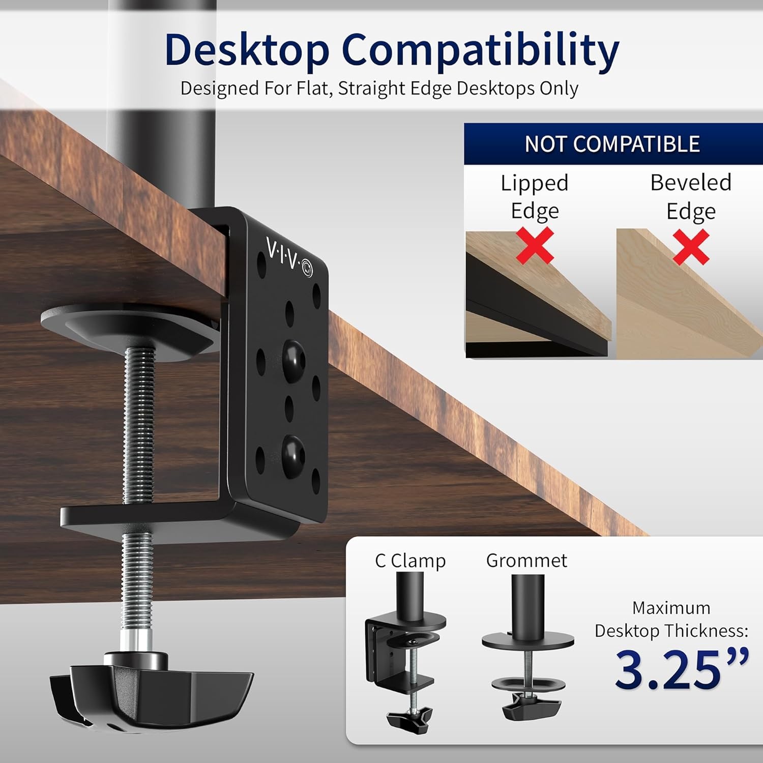 image:imageVIVO Single 13 to 38 inch Ultrawide Monitor Arm Desk Mount Regular Screens up to 32 inches 22 lbs capacity Fully Adjustable Stand with CClamp and Grommet Base Black STANDV001Black