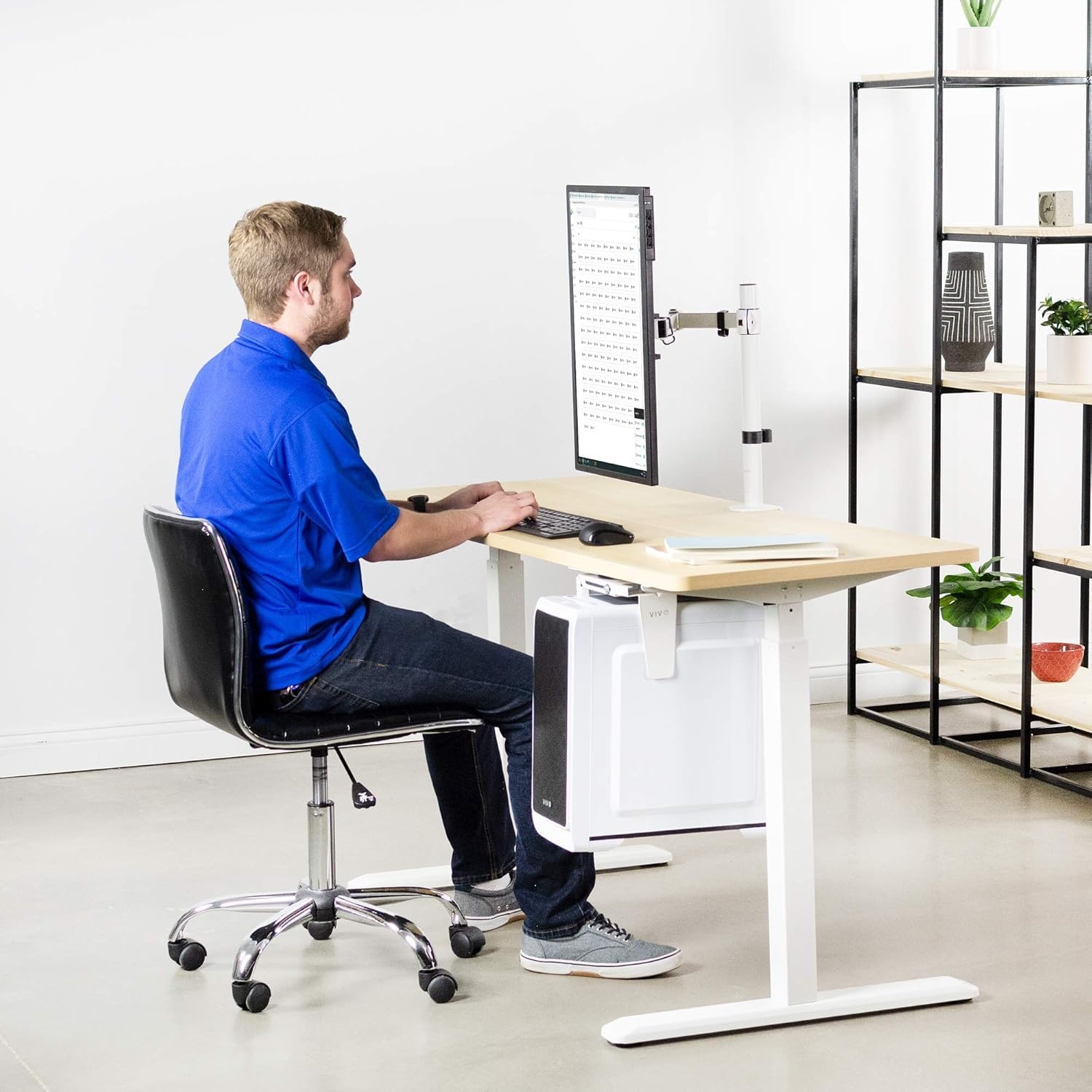 image:imageVIVO Single 13 to 38 inch Ultrawide Monitor Arm Desk Mount Regular Screens up to 32 inches 22 lbs capacity Fully Adjustable Stand with CClamp and Grommet Base Black STANDV001White