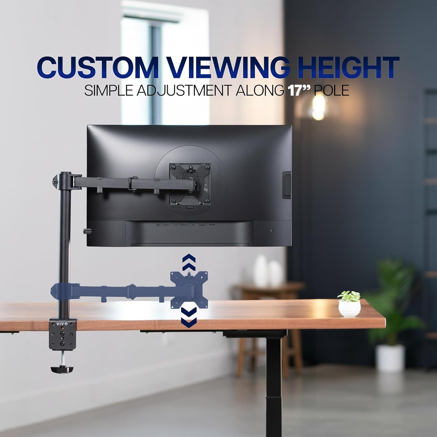 image:imageVIVO Single 13 to 38 inch Ultrawide Monitor Arm Desk Mount Regular Screens up to 32 inches 22 lbs capacity Fully Adjustable Stand with CClamp and Grommet Base Black STANDV001Black