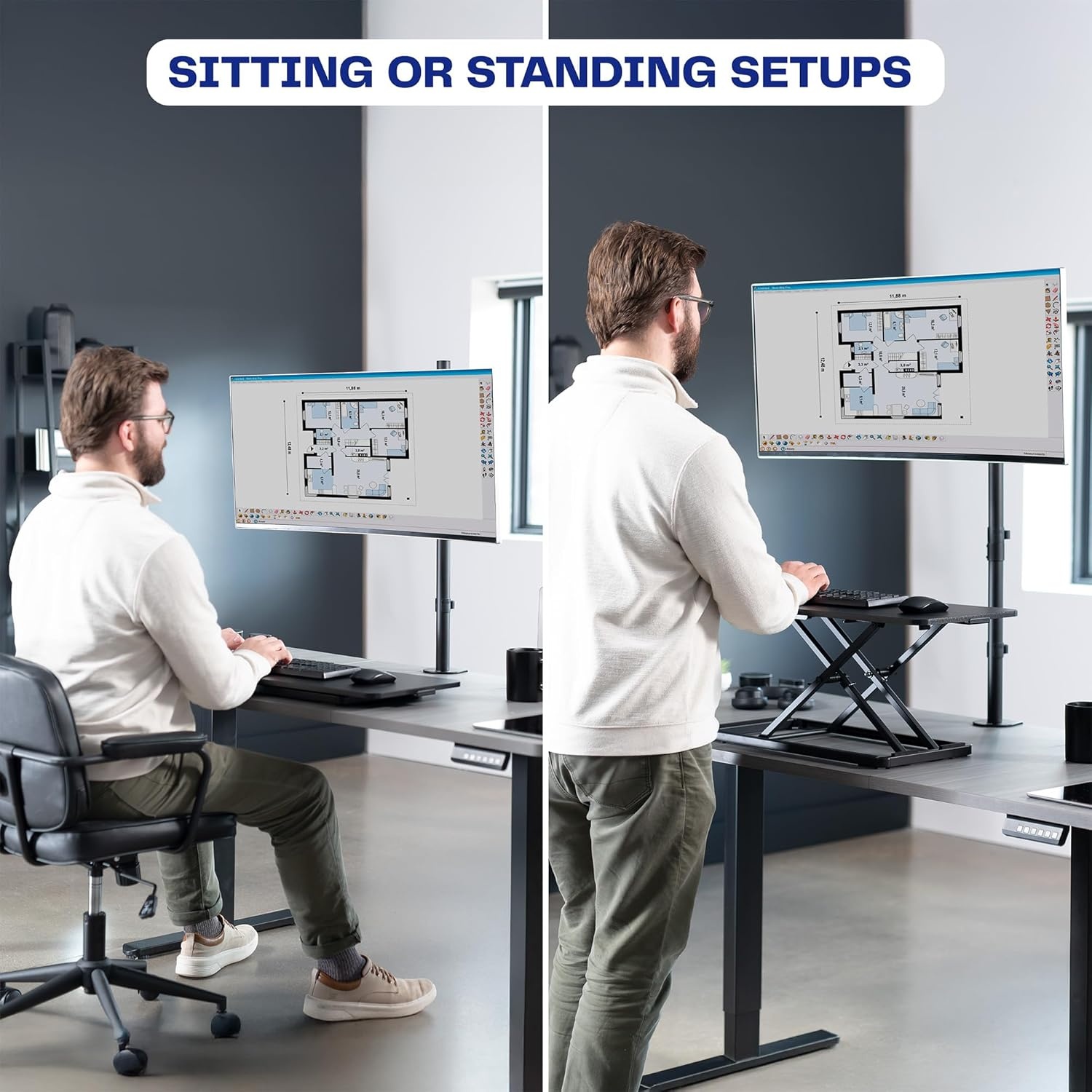 image:imageVIVO Single Monitor Desk Mount Fully Adjustable Standup to 38 screens