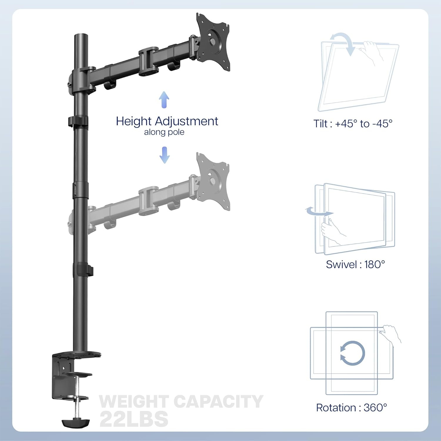 image:imageVIVO Single Monitor Desk Mount Fully Adjustable Standup to 38 screens