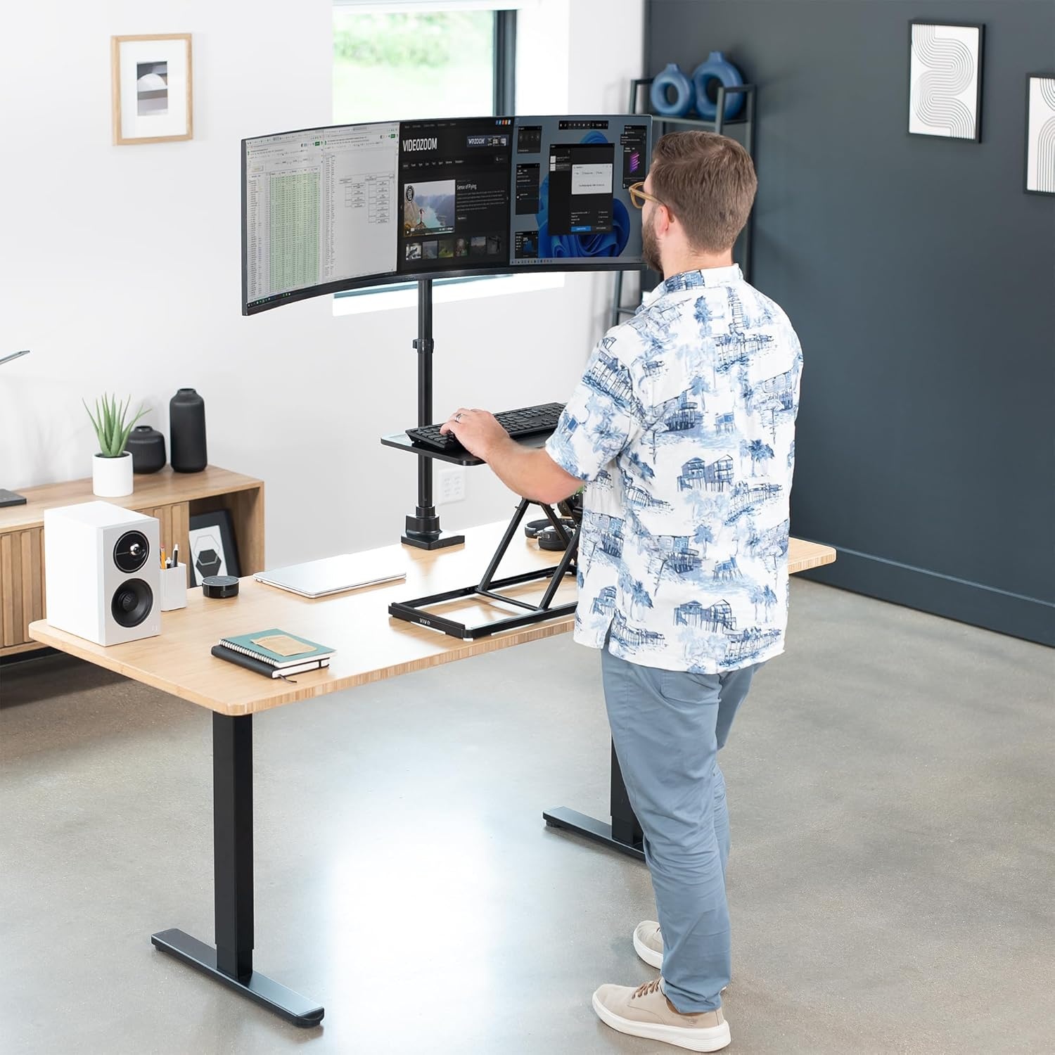 image:imageVIVO Single Monitor Desk Mount Fully Adjustable Standup to 49 screens