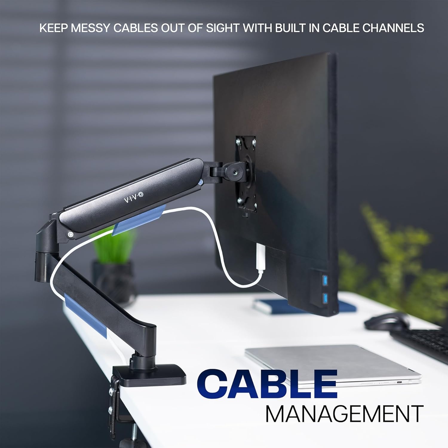 image:imageVIVO Single Monitor Stand Fully Adjustable Arm for 17 to 32 inch Screen Mechanical Articulating Desk Mount Gaming and Office Setups VESA 75x75 100x100 Max 198 lbs Classic Black STANDV001OBlack