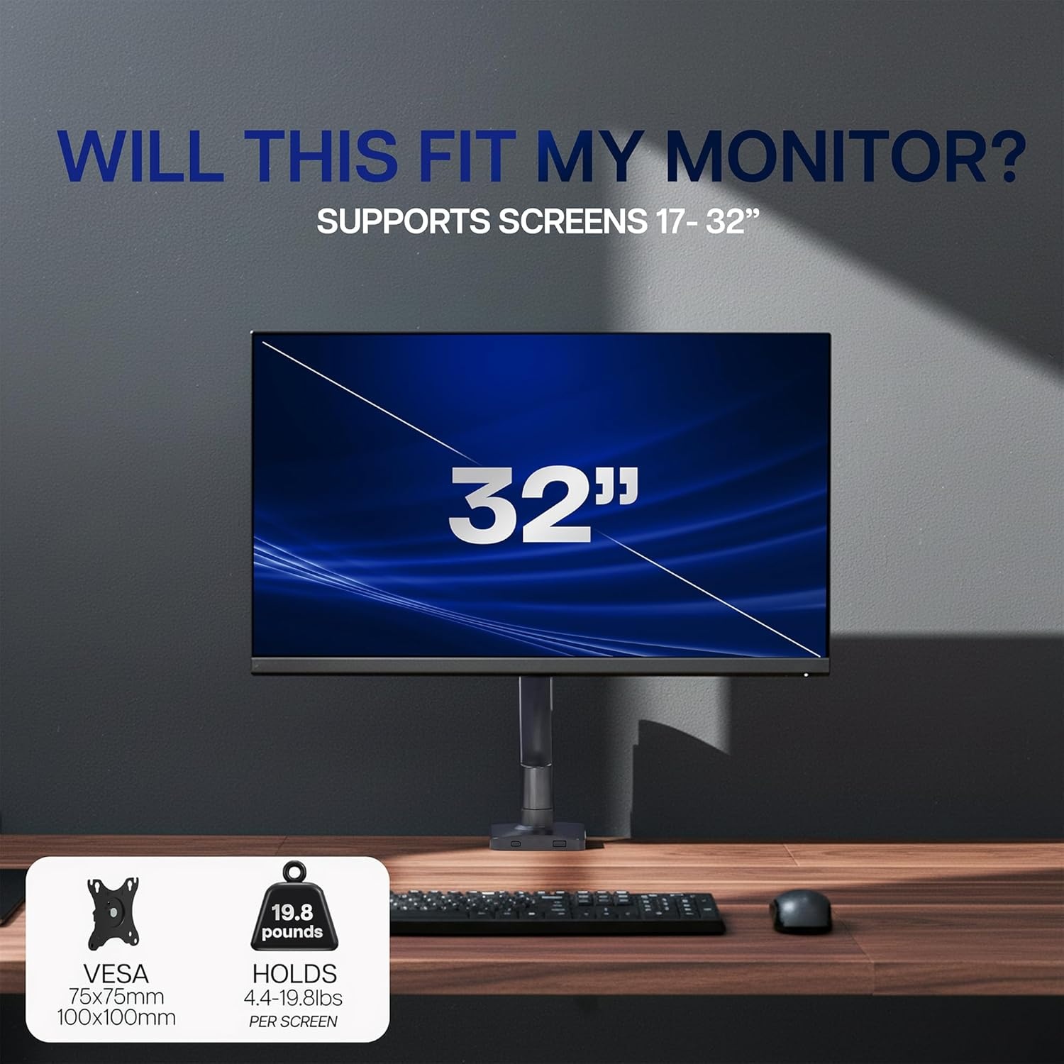 image:imageVIVO Single Monitor Stand Fully Adjustable Arm for 17 to 32 inch Screen Mechanical Articulating Desk Mount Gaming and Office Setups VESA 75x75 100x100 Max 198 lbs Classic Black STANDV001OBlack