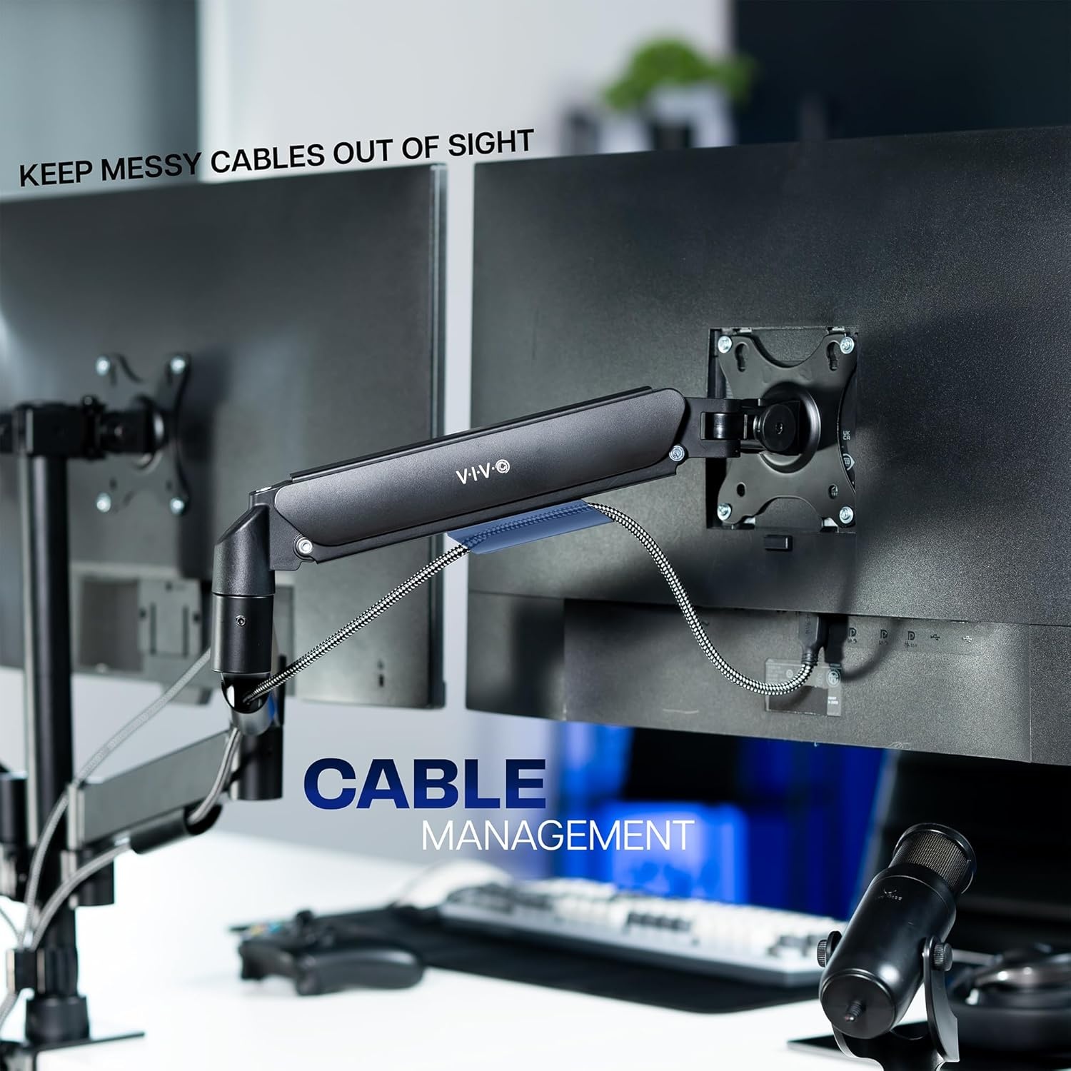 image:imageVIVO Single Monitor Stand Fully Adjustable Arm for 17 to 32 inch Screen Mechanical Articulating Desk Mount Gaming and Office Setups VESA 75x75 100x100 Max 198 lbs Classic Black STANDV001OBlack