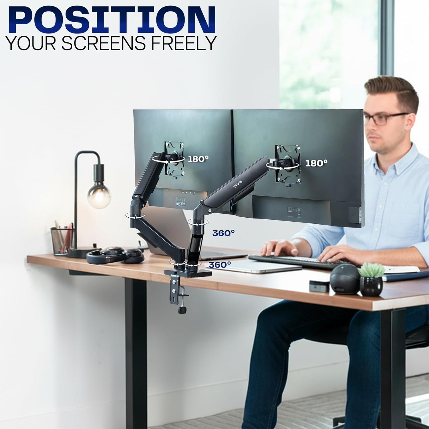 image:imageVIVO Single Monitor Stand Fully Adjustable Arm for 17 to 32 inch Screen Mechanical Articulating Desk Mount Gaming and Office Setups VESA 75x75 100x100 Max 198 lbs Classic Black STANDV001OBlack