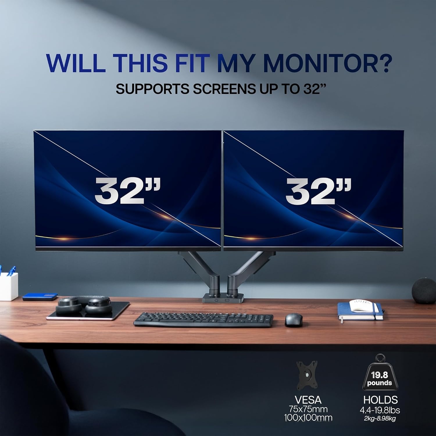 image:imageVIVO Single Monitor Stand Fully Adjustable Arm for 17 to 32 inch Screen Mechanical Articulating Desk Mount Gaming and Office Setups VESA 75x75 100x100 Max 198 lbs Classic Black STANDV001OBlack