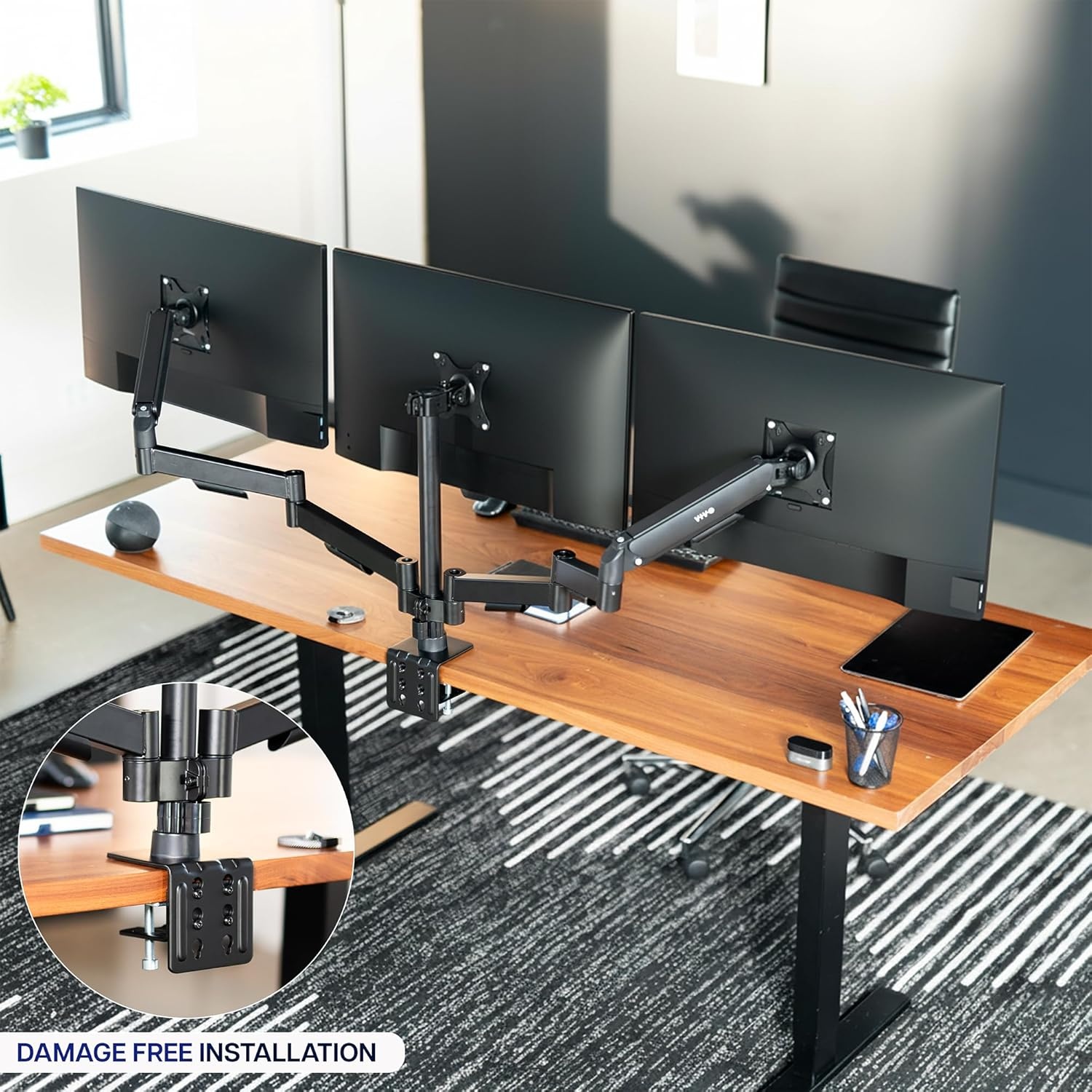 image:imageVIVO Single Monitor Stand Fully Adjustable Arm for 17 to 32 inch Screen Mechanical Articulating Desk Mount Gaming and Office Setups VESA 75x75 100x100 Max 198 lbs Classic Black STANDV001OBlack