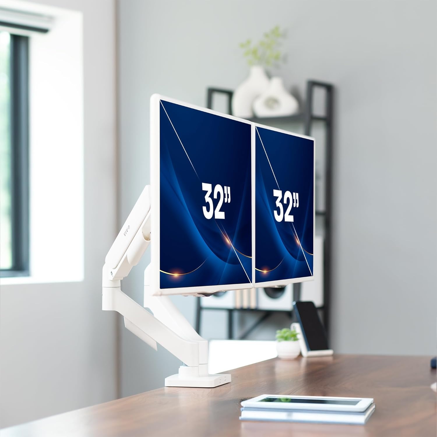 image:imageVIVO Single Monitor Stand Fully Adjustable Arm for 17 to 32 inch Screen Mechanical Articulating Desk Mount Gaming and Office Setups VESA 75x75 100x100 Max 198 lbs Classic Black STANDV001OWhite