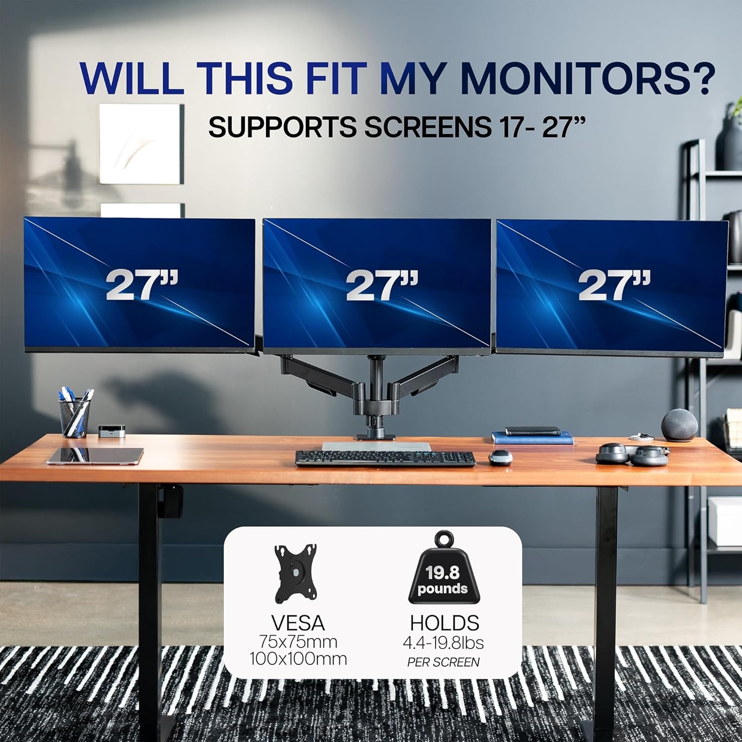 image:imageVIVO Single Monitor Stand Fully Adjustable Arm for 17 to 32 inch Screen Mechanical Articulating Desk Mount Gaming and Office Setups VESA 75x75 100x100 Max 198 lbs Classic Black STANDV001OBlack