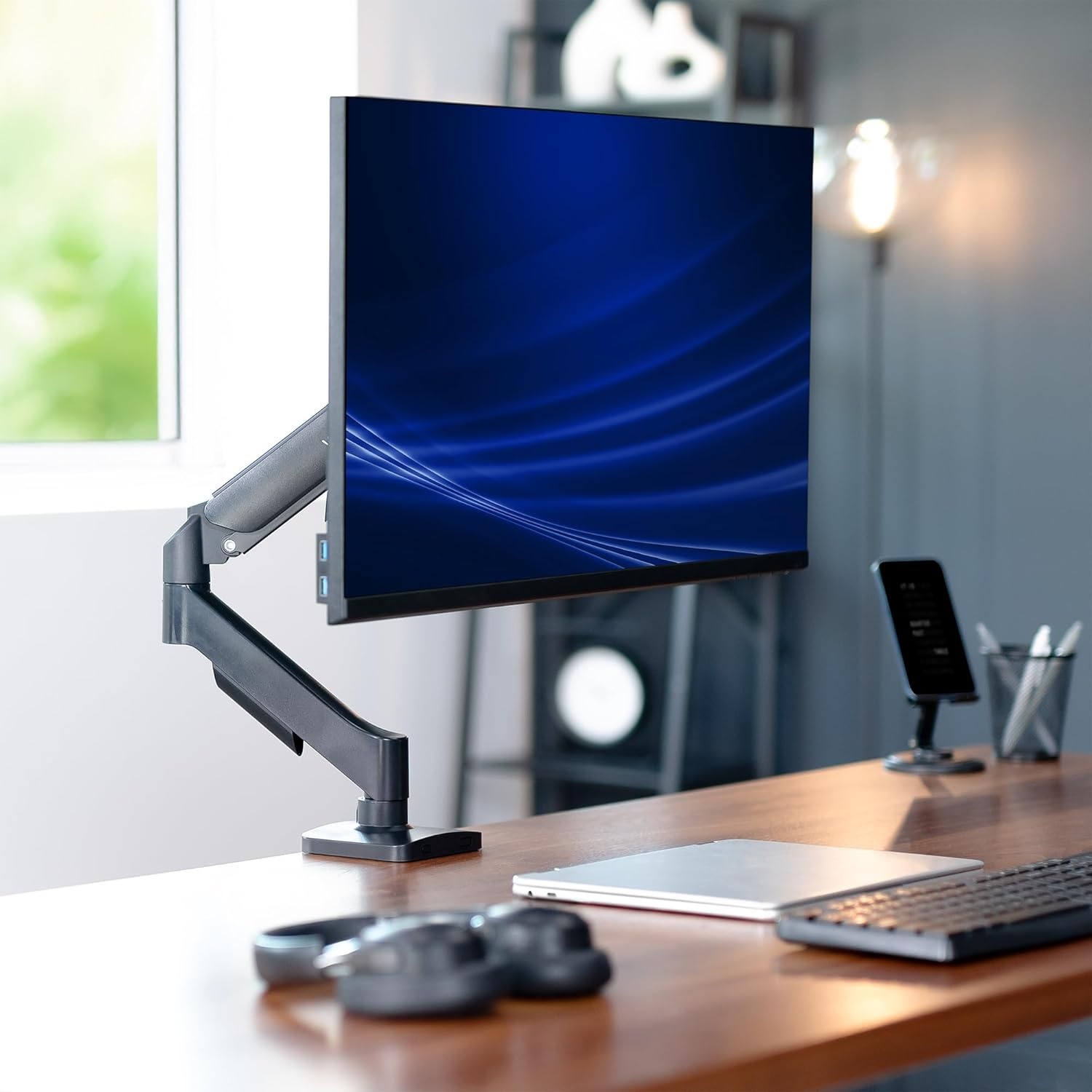 image:imageVIVO Single Monitor Stand Fully Adjustable Arm for 17 to 32 inch Screen Mechanical Articulating Desk Mount Gaming and Office Setups VESA 75x75 100x100 Max 198 lbs Classic Black STANDV001OBlack