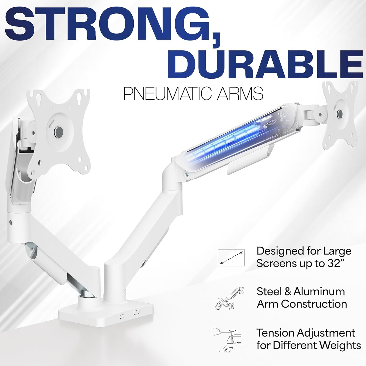image:imageVIVO Single Monitor Stand Fully Adjustable Arm for 17 to 32 inch Screen Mechanical Articulating Desk Mount Gaming and Office Setups VESA 75x75 100x100 Max 198 lbs Classic Black STANDV001OWhite