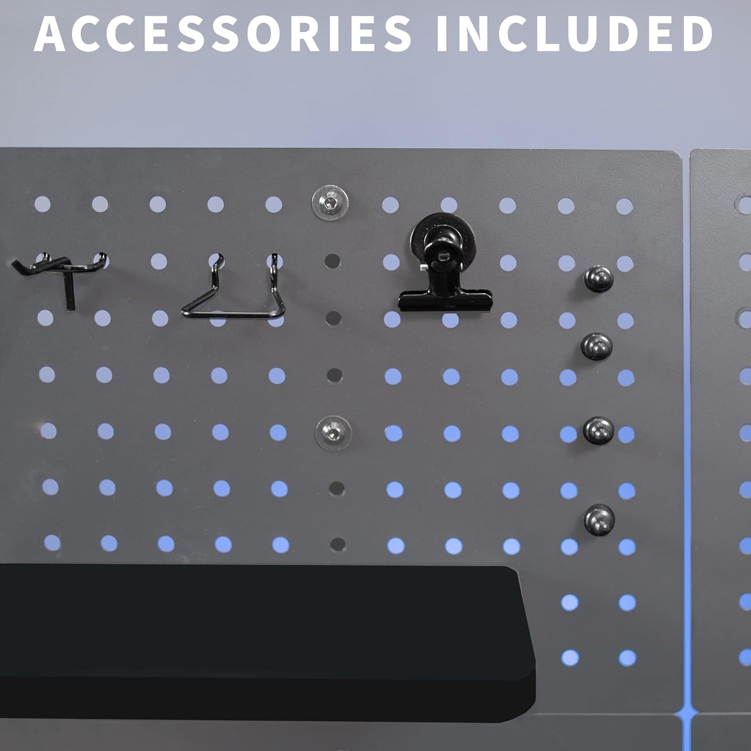 image:imageVIVO Steel Clampon Pegboard 24 x 20 inch Magnetic Peg Board Office Accessory Organizer above or below Desk Placement Black PPDK24BBlack