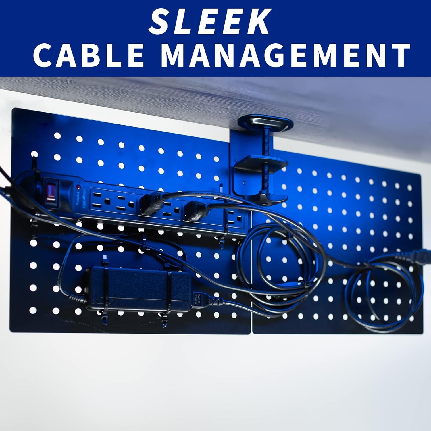 image:imageVIVO Steel Clampon Pegboard 24 x 20 inch Magnetic Peg Board Office Accessory Organizer above or below Desk Placement Black PPDK24BBlack