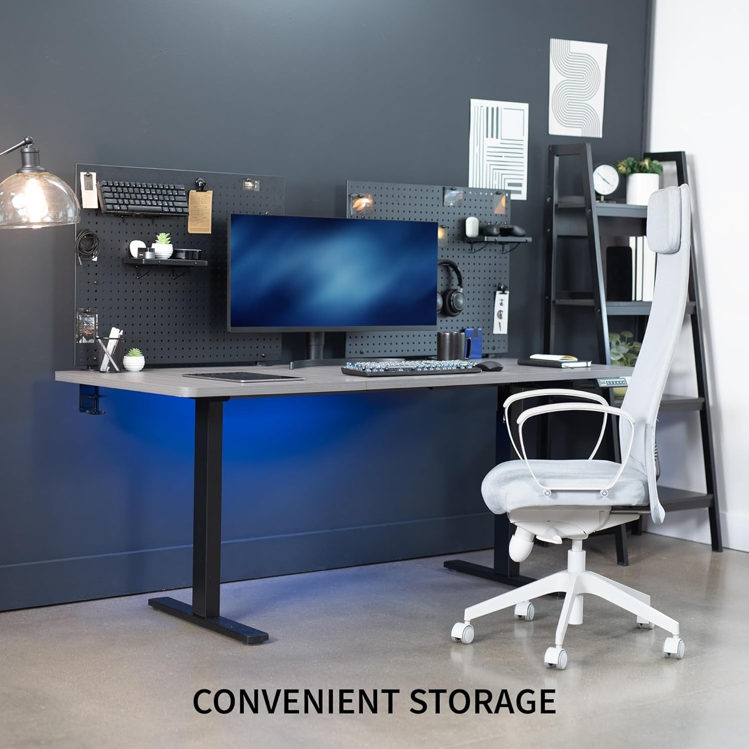 image:imageVIVO Steel Clampon Pegboard 24 x 20 inch Magnetic Peg Board Office Accessory Organizer above or below Desk Placement Black PPDK24BBlack