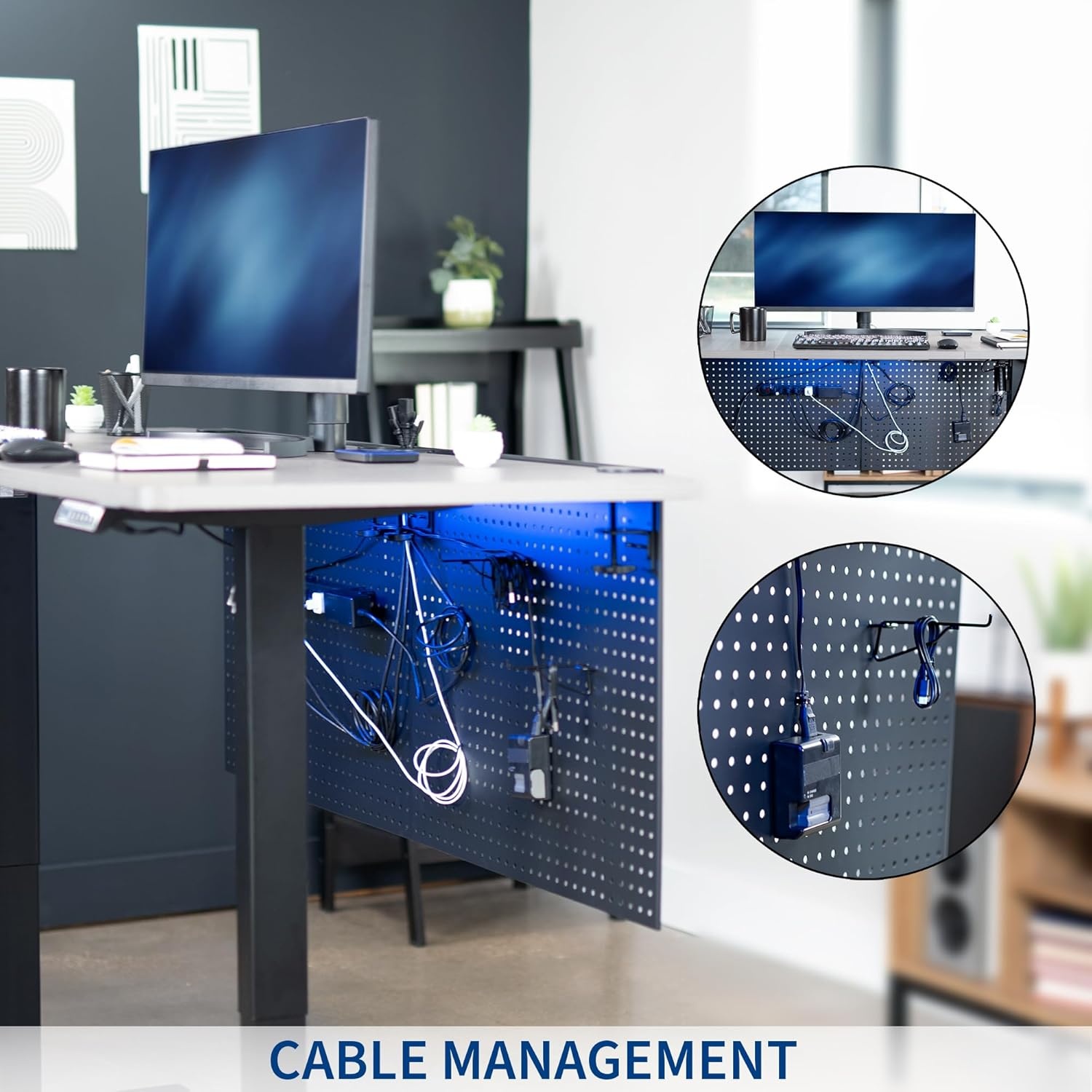 image:imageVIVO Steel Clampon Pegboard 24 x 20 inch Magnetic Peg Board Office Accessory Organizer above or below Desk Placement Black PPDK24BBlack