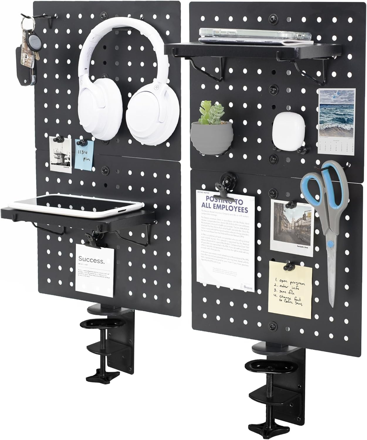 image:imageVIVO Steel Clampon Pegboard 24 x 20 inch Magnetic Peg Board Office Accessory Organizer above or below Desk Placement Black PPDK24BBlack