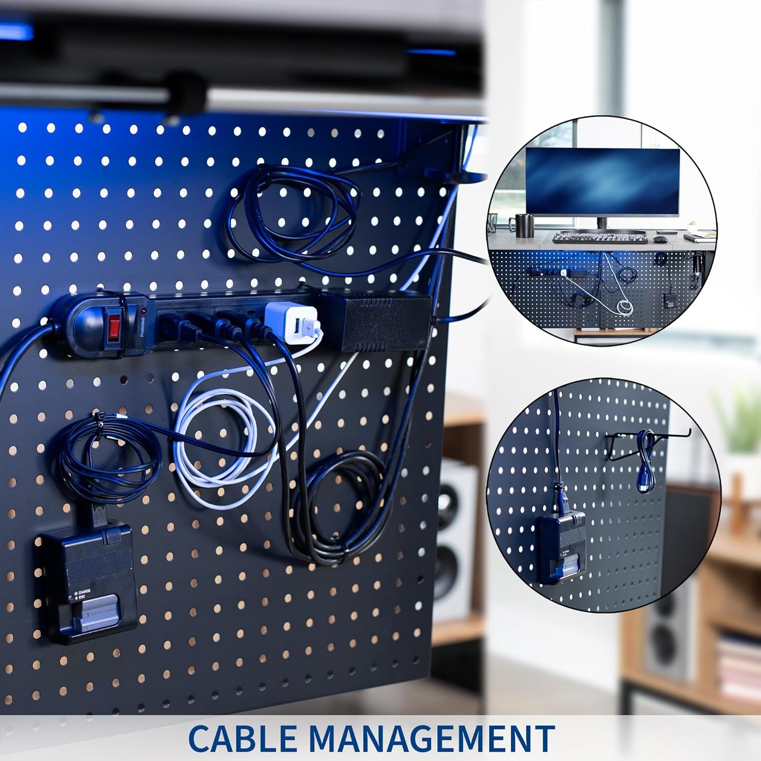 image:imageVIVO Steel Clampon Pegboard 24 x 20 inch Magnetic Peg Board Office Accessory Organizer above or below Desk Placement Black PPDK24BBlack