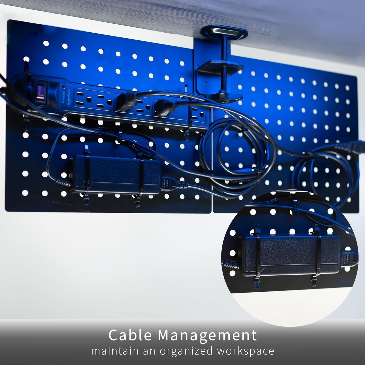 image:imageVIVO Steel Clampon Pegboard 24 x 20 inch Magnetic Peg Board Office Accessory Organizer above or below Desk Placement Black PPDK24BWhite