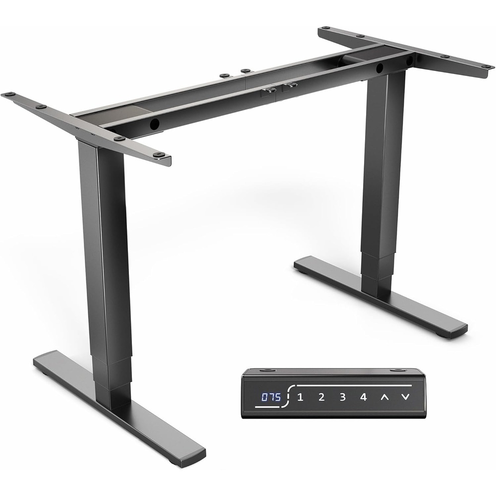 image:imageVIVO Electric Stand Up Desk Frame Workstation with Memory Touch Pad Single Motor Ergonomic Standing Height Adjustable Base Black DESKV102EBlack