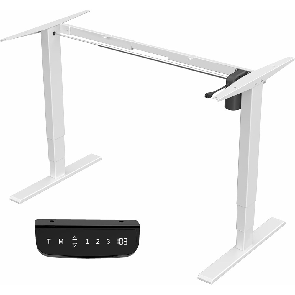 image:imageVIVO Electric Stand Up Desk Frame Workstation with Memory Touch Pad Single Motor Ergonomic Standing Height Adjustable Base Black DESKV102EWhite