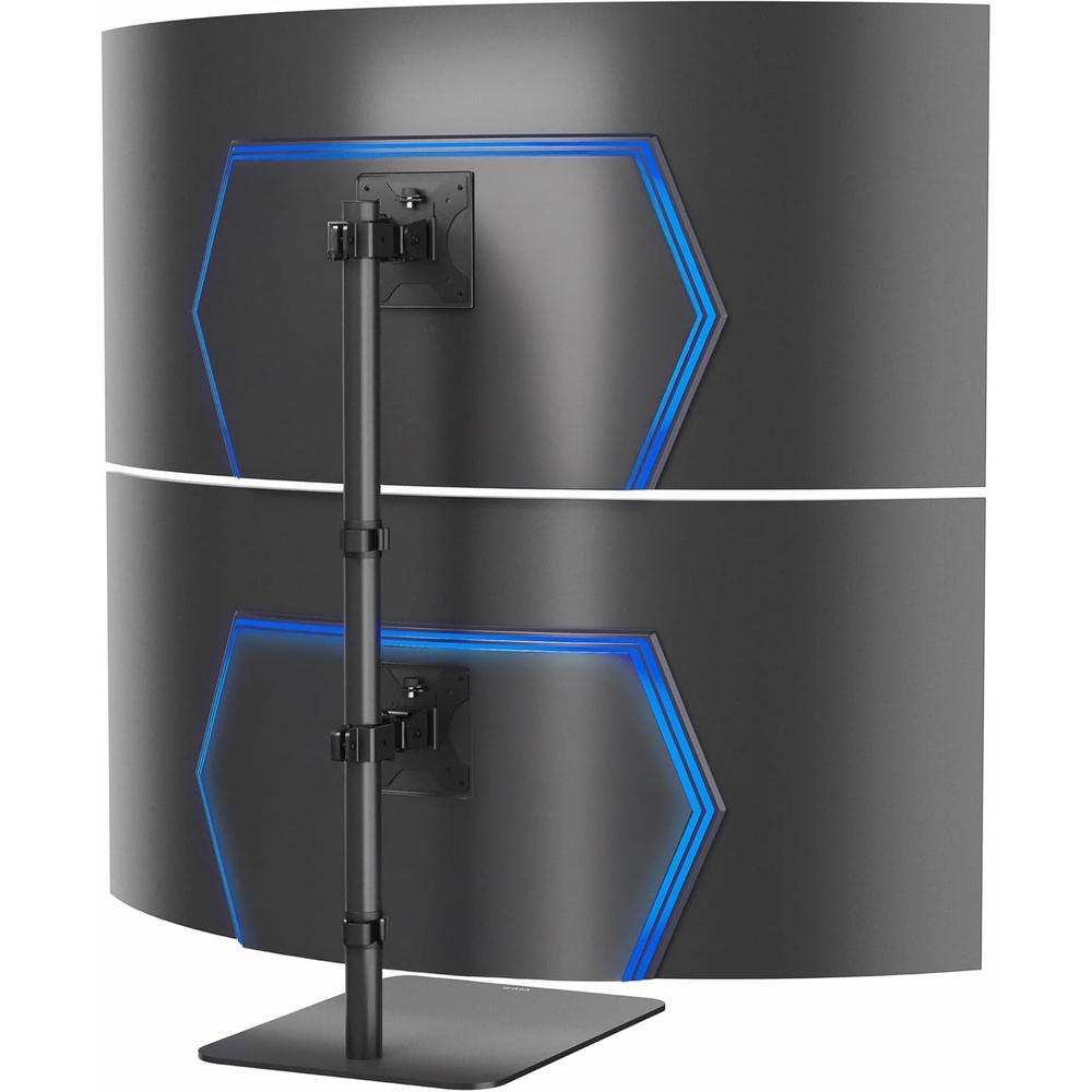 image:imageVIVO Freestanding Dual Vertically Stacked UltraWide Monitor Desk Stand Extra Tall Heavy Duty Adjustable Mount for 2 Ultrawide Screens up to 45 inches 25 lbs Per Screen Capacity Black STANDV200LUp to 45