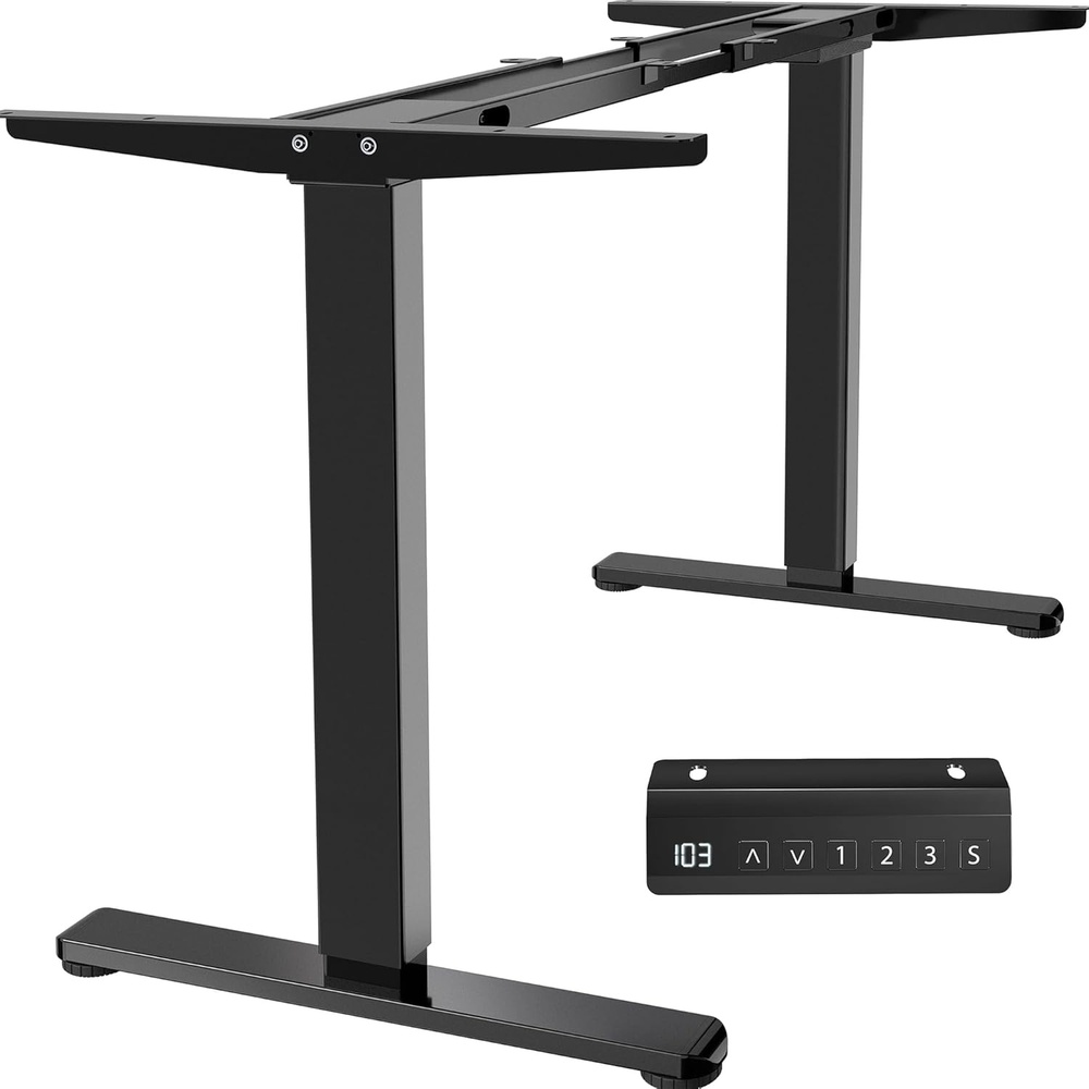 image:imageVIVO Heavy Duty Dual Motor Electric Sit Stand Desk Frame 220 lbs Capacity up to 77 x 43 Tops Memory Controller Height Adjustable Frame Only Black DESKE200BBlack