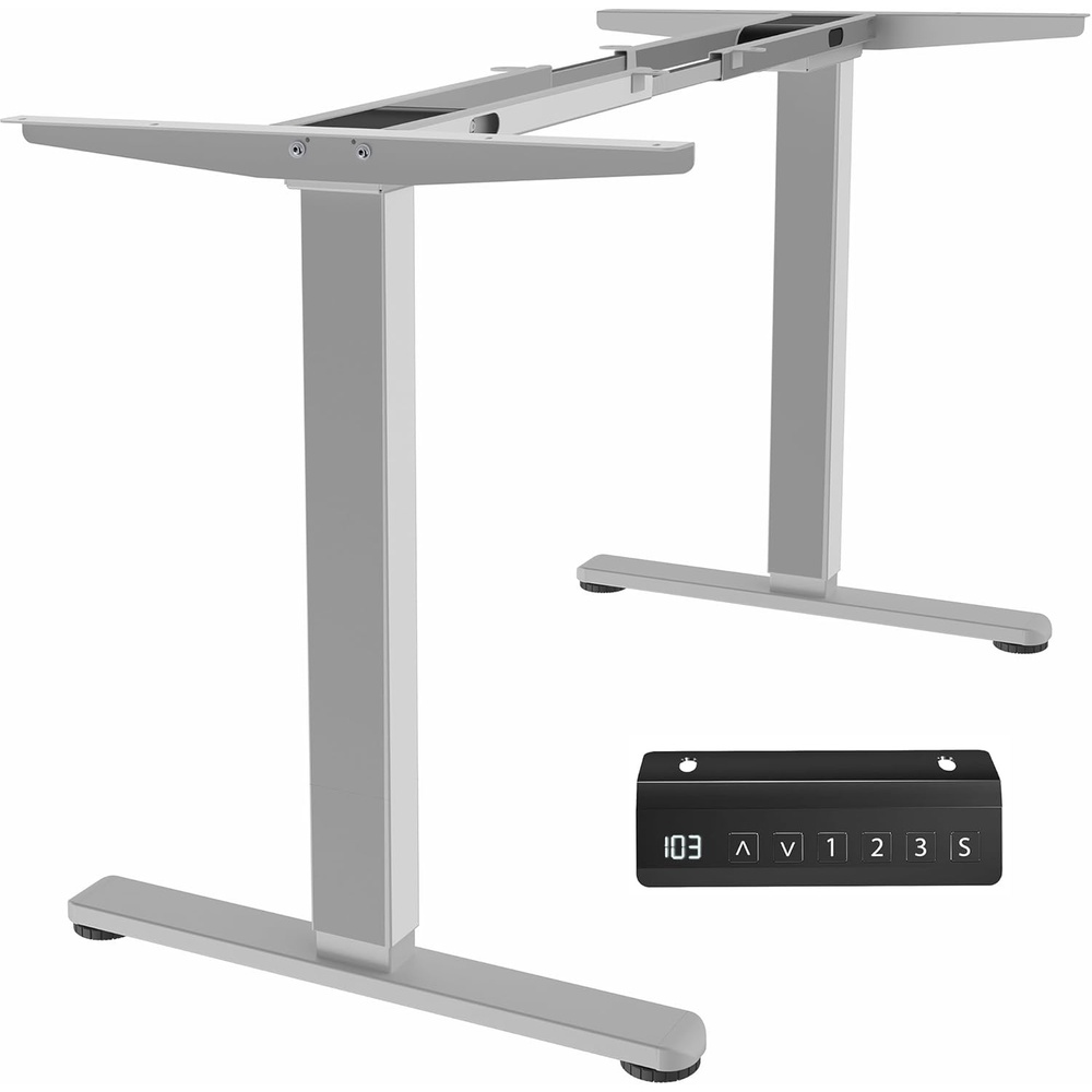 image:imageVIVO Heavy Duty Dual Motor Electric Sit Stand Desk Frame 220 lbs Capacity up to 77 x 43 Tops Memory Controller Height Adjustable Frame Only Black DESKE200BGrey