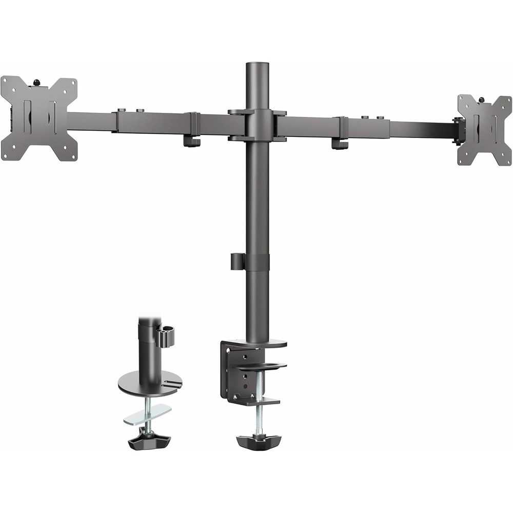 image:imageVIVO Premium Dual Ultra Wide LCD LED 27 to 38 inch Monitor Desk Mount Heavy Duty Adjustable Telescoping Arms Flush Wall Setup Fits 2 Screens Black STANDTS38CBlack