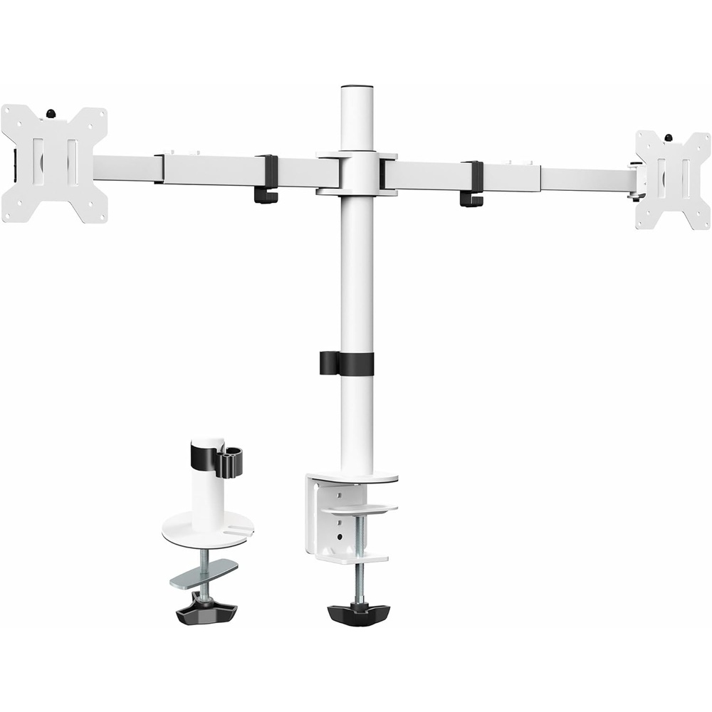 image:imageVIVO Premium Dual Ultra Wide LCD LED 27 to 38 inch Monitor Desk Mount Heavy Duty Adjustable Telescoping Arms Flush Wall Setup Fits 2 Screens Black STANDTS38CWhite