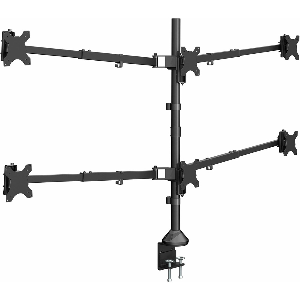 image:imageVIVO Premium Triple Monitor Desk Mount for 3 Screens up to 22 lbs Fits up to 38 inch Ultrawides on Center Bracket Adjustable Telescoping Arms Flush Wall Setup Black STANDTS03CHex Mount