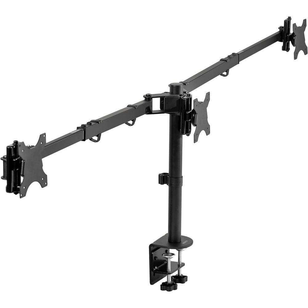 image:imageVIVO Premium Triple Monitor Desk Mount for 3 Screens up to 22 lbs Fits up to 38 inch Ultrawides on Center Bracket Adjustable Telescoping Arms Flush Wall Setup Black STANDTS03CTriple Mount