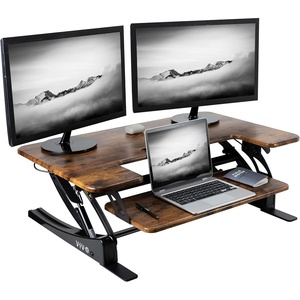 image:imageVIVO 32 inch Height Adjustable Stand Up Desk Converter V Series Quick Sit to Stand Tabletop Dual Monitor Riser Workstation Black DESKV000VSVintage Brown