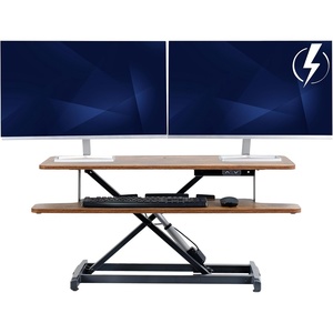 image:imageVIVO 36 inch Electric Motor Desk Converter Height Adjustable Riser Sit to Stand Dual Monitor and Laptop Workstation with Wide Keyboard Tray Black DESKVE36BVintage Brown