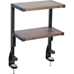 image:imageVIVO Clampon 13 inch Above or Below Desk 2Tier Shelving Unit for Table Accessories Gaming Devices and More Storage Tray Desktop Organizer Black STANDSHELF2CVintage Brown