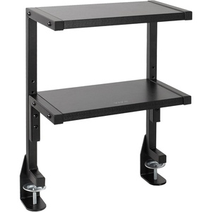 image:imageVIVO Clampon 13 inch Above or Below Desk 2Tier Shelving Unit for Table Accessories Gaming Devices and More Storage Tray Desktop Organizer Black STANDSHELF2CBlack