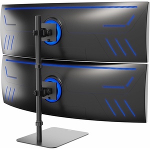 image:imageVIVO Freestanding Dual Vertically Stacked UltraWide Monitor Desk Stand Extra Tall Heavy Duty Adjustable Mount for 2 Ultrawide Screens up to 45 inches 25 lbs Per Screen Capacity Black STANDV200LUp to 49