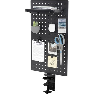 image:imageVIVO Steel Clampon Pegboard 24 x 20 inch Magnetic Peg Board Office Accessory Organizer above or below Desk Placement Black PPDK24BBlack