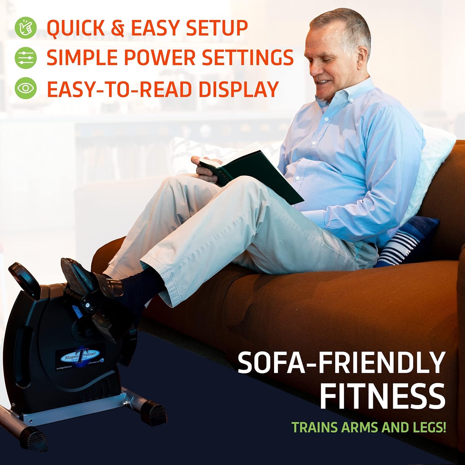 image:imageDeskCycle MagneTrainerER Mini Exercise Bike with UltraSmooth Magnetic Resistance Arm and Leg Exerciser for Joint Mobility Circulation and Recovery Black DSKSPOMGTRAINER