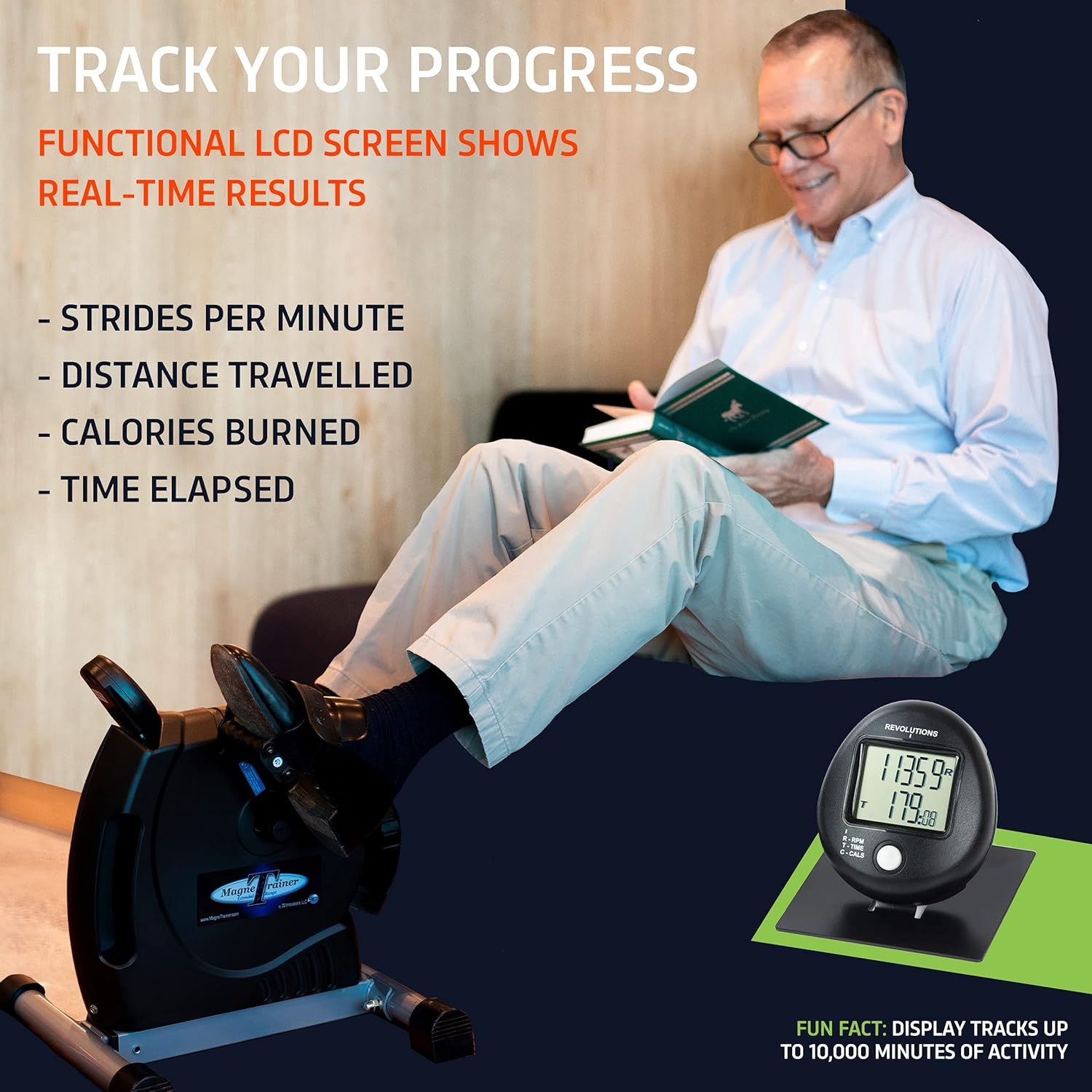 image:imageDeskCycle MagneTrainerER Mini Exercise Bike with UltraSmooth Magnetic Resistance Arm and Leg Exerciser for Joint Mobility Circulation and Recovery Black DSKSPOMGTRAINER