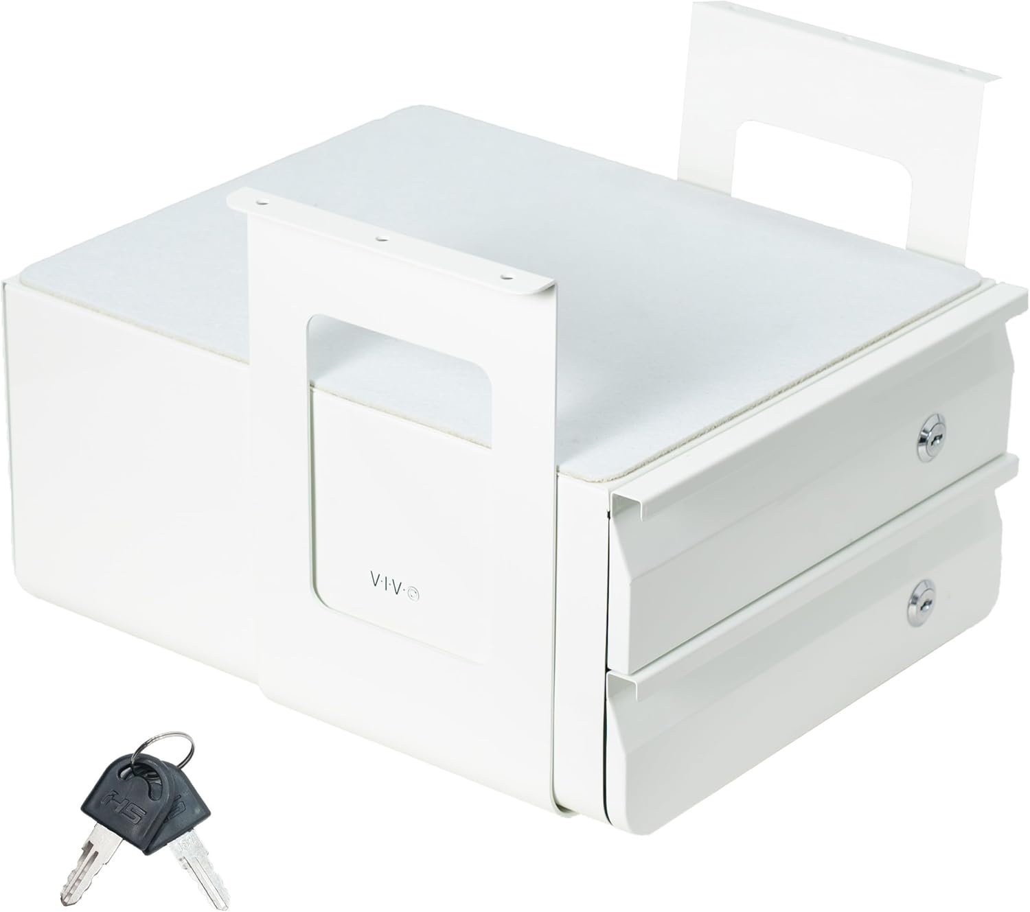 image:imageVIVO 13 Inch Under Desk Lockable Slide Out Drawer Secure Home Office Storage Organizer Steel Black DESKAC03LBWhite