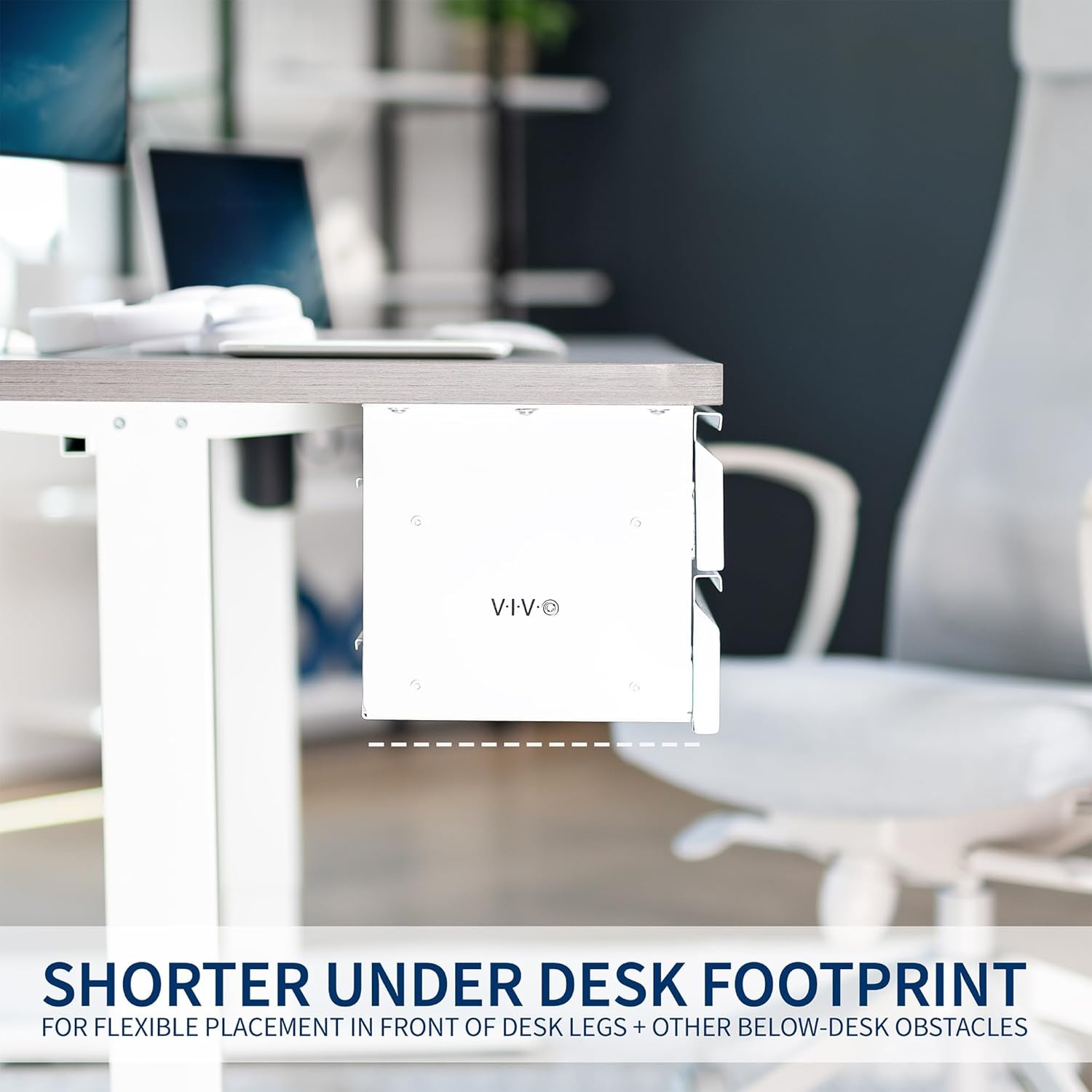 image:imageVIVO 16 inch Slide Out Dual Tier Desk Drawer Under Desk 2 Layer Storage Black DESKDR02White