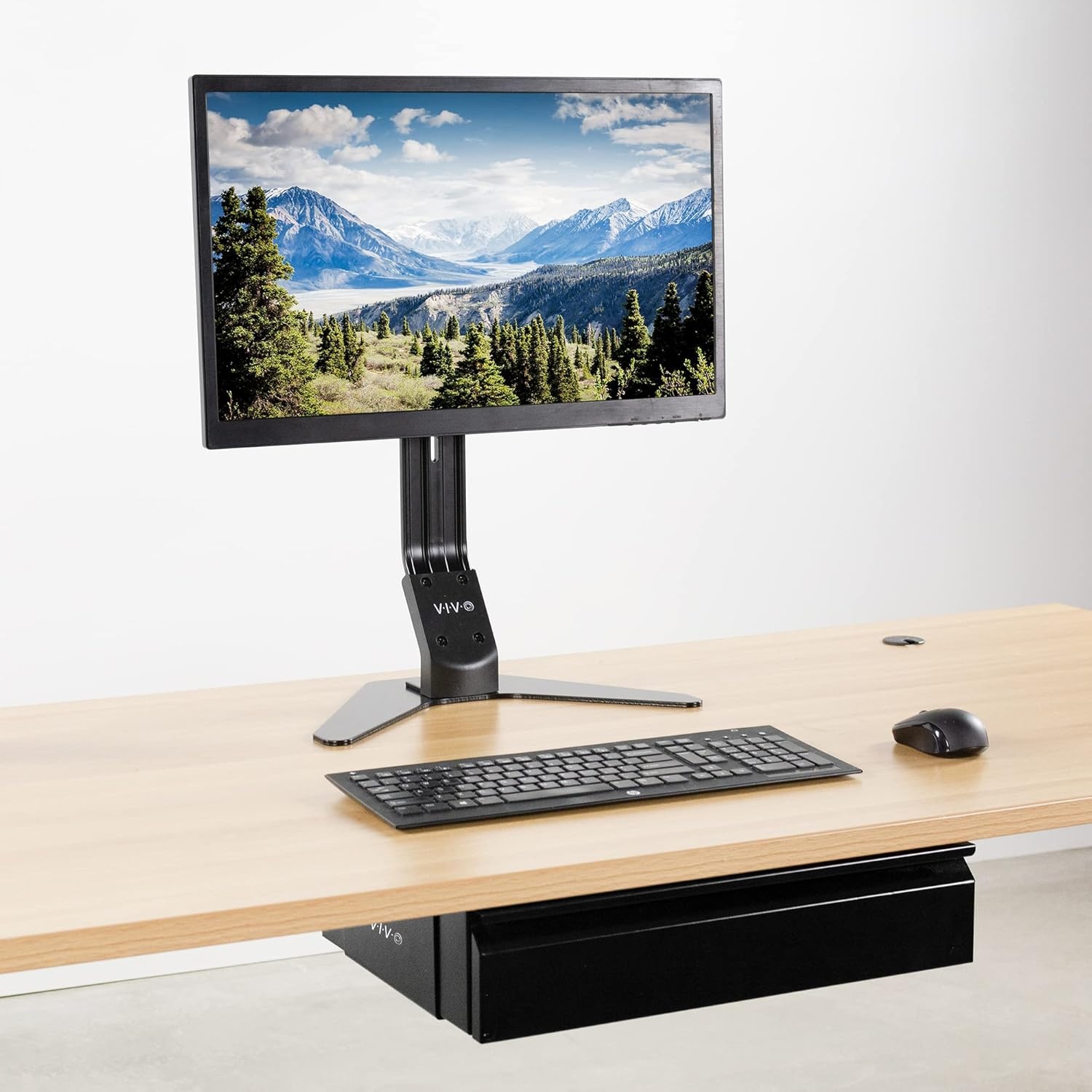 image:imageVIVO 18 inch Under Desk Slide Out Drawer Secure Home Office Storage Organizer Black DESKAC03B