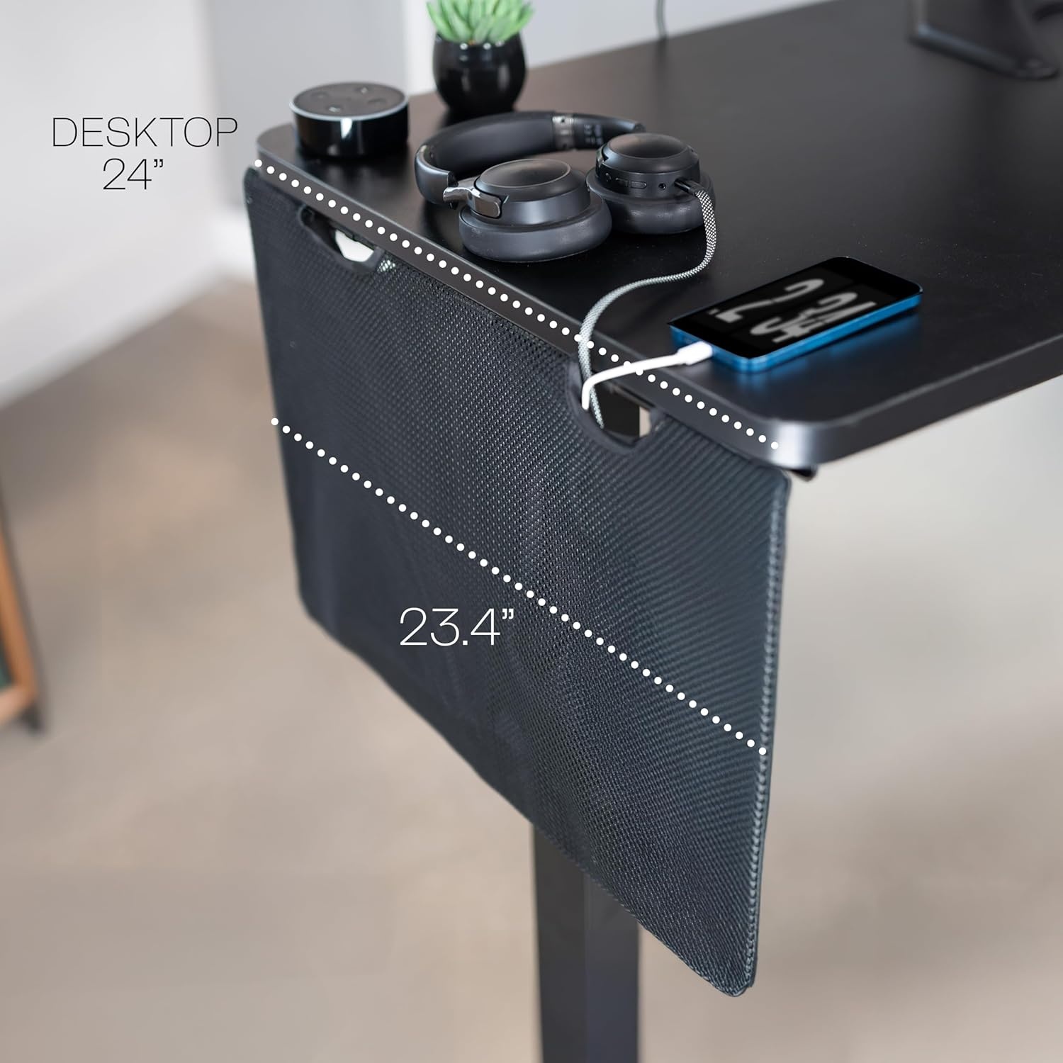 image:imageVIVO 60 inch Under Desk Privacy and Cable Management Organizer Sleeve Wire Hider Kit Panel System Black DESKSKIRT6024 Panel