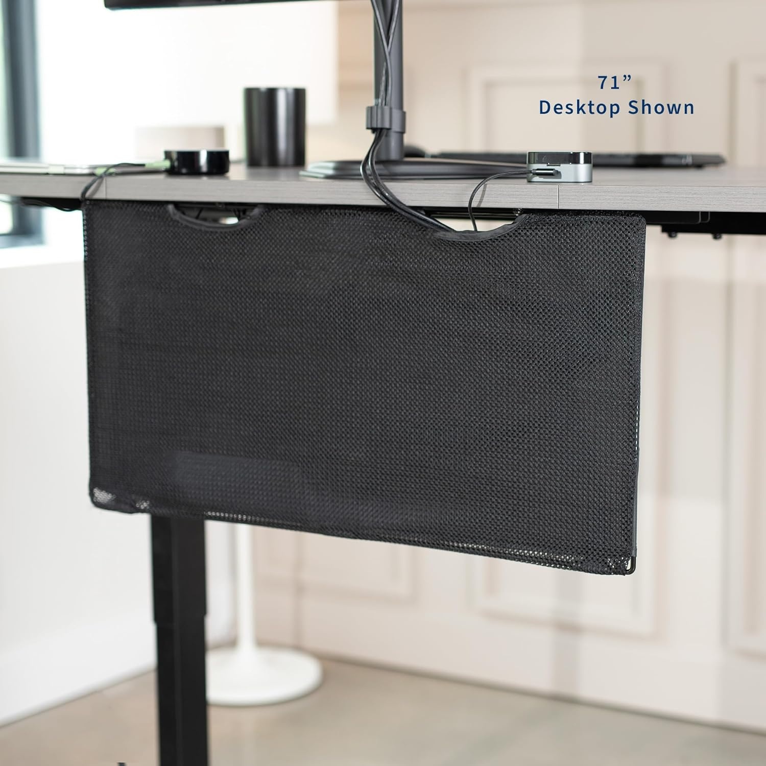 image:imageVIVO 60 inch Under Desk Privacy and Cable Management Organizer Sleeve Wire Hider Kit Panel System Black DESKSKIRT6030 Panel