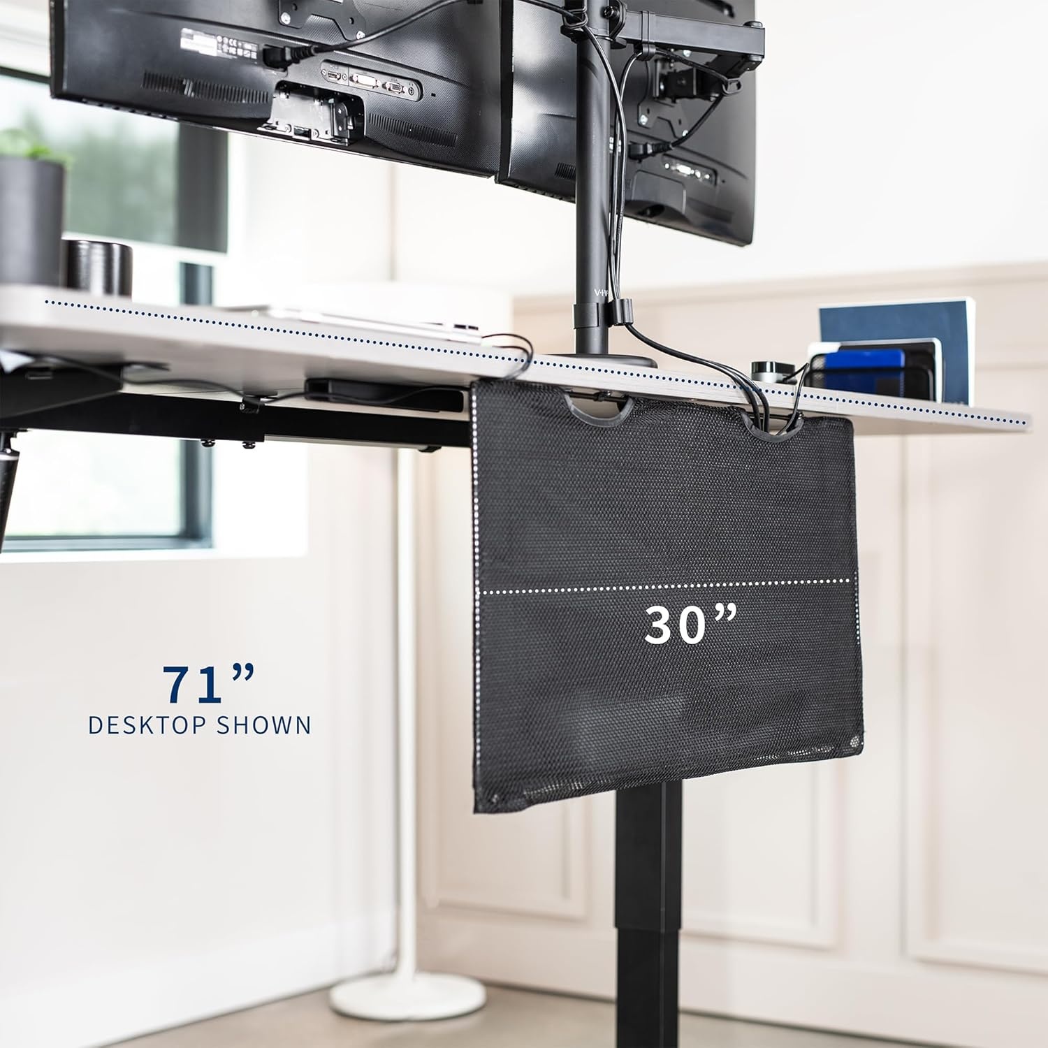image:imageVIVO 60 inch Under Desk Privacy and Cable Management Organizer Sleeve Wire Hider Kit Panel System Black DESKSKIRT6030 Panel
