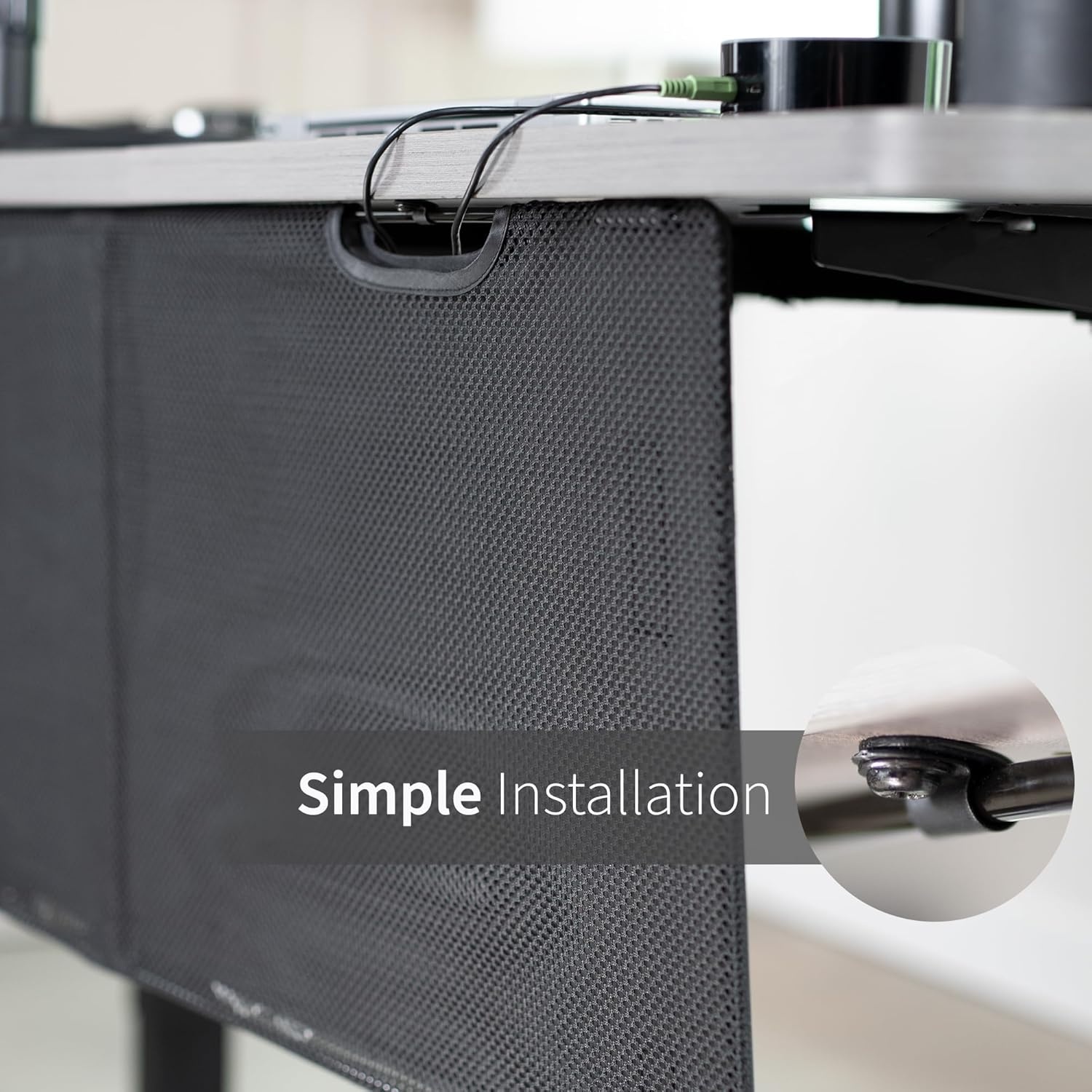 image:imageVIVO 60 inch Under Desk Privacy and Cable Management Organizer Sleeve Wire Hider Kit Panel System Black DESKSKIRT6030 Panel