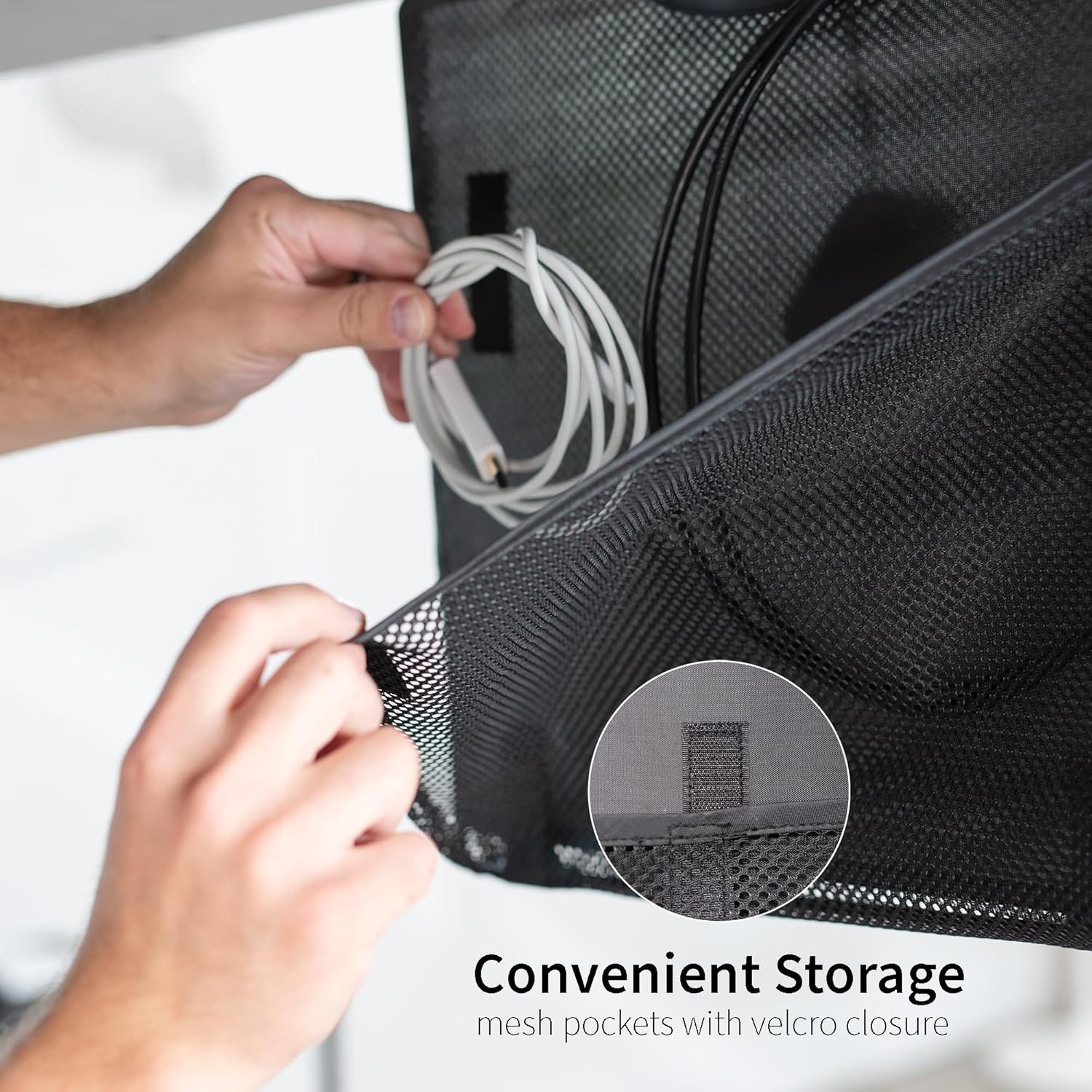 image:imageVIVO 60 inch Under Desk Privacy and Cable Management Organizer Sleeve Wire Hider Kit Panel System Black DESKSKIRT6030 Panel