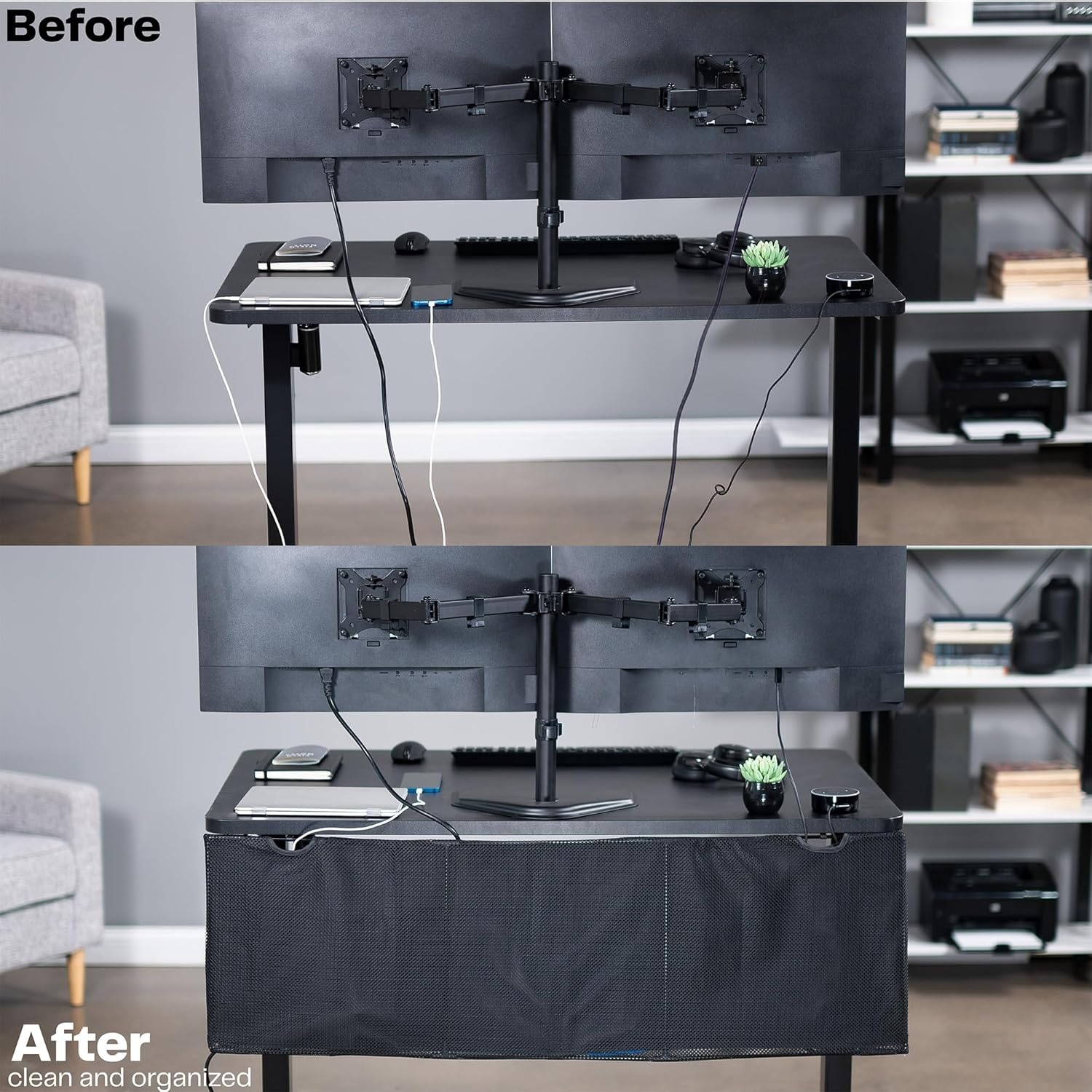 image:imageVIVO 60 inch Under Desk Privacy and Cable Management Organizer Sleeve Wire Hider Kit Panel System Black DESKSKIRT6048 Panel